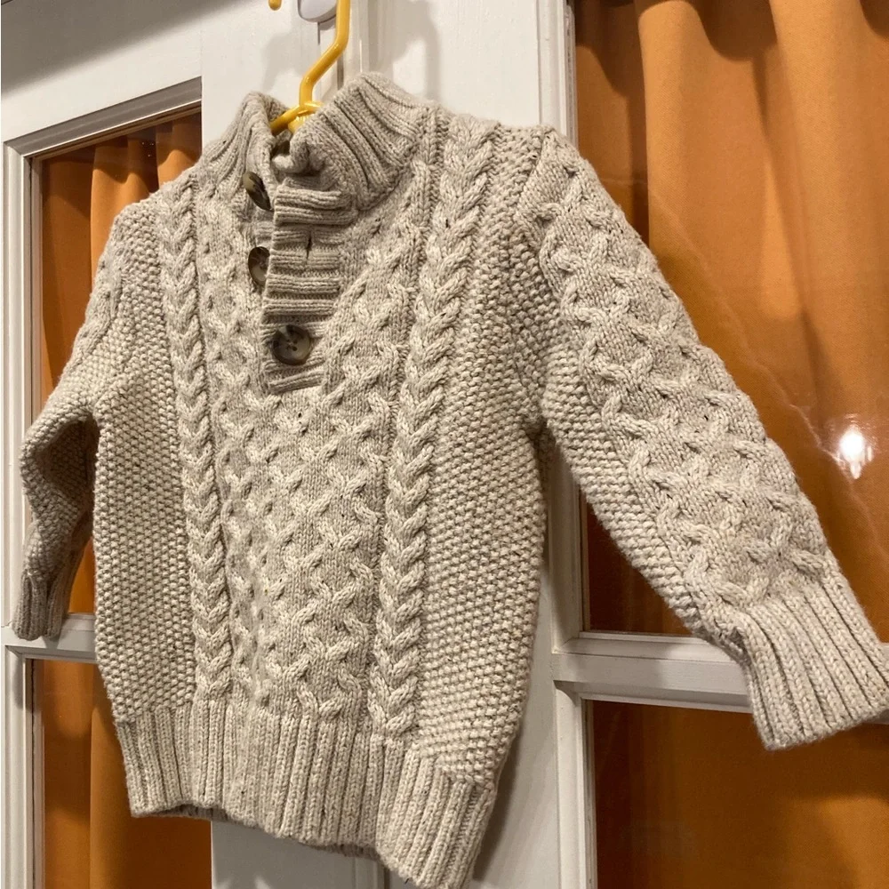 2T cream knit sweater, VGUC. - Picture 3 of 8
